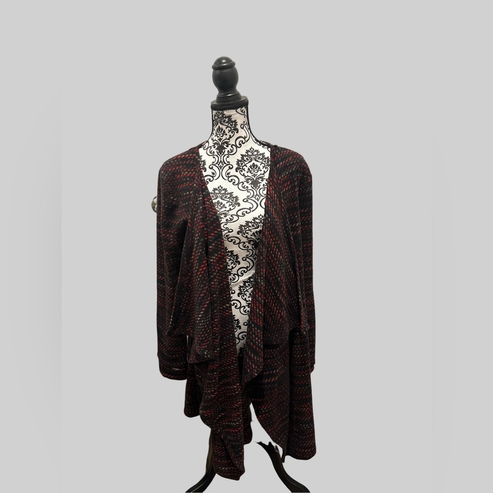Elegant Women's Sweater WRAP  Black and Red L - Picture 3 of 10